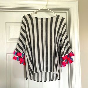 Womens dressy tassel sleeve top